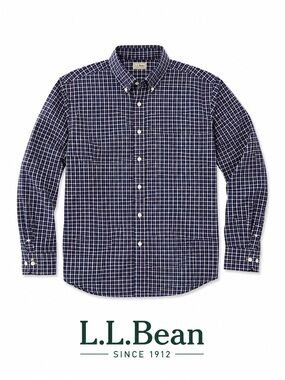 L.L.Bean CoolMax Plaid Shirt Men’s Medium Navy